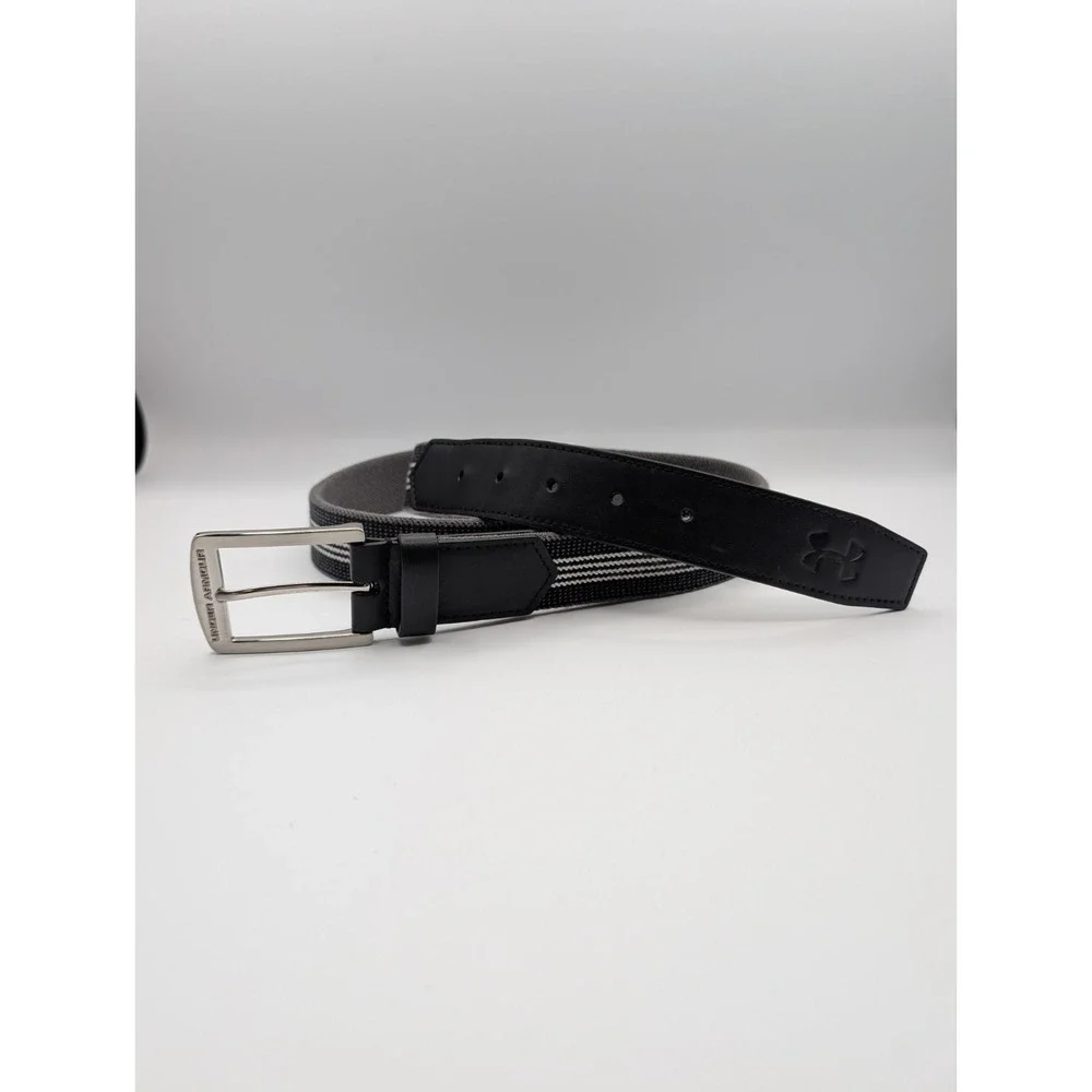 Under Armour Men's Stretch Web Golf Belt Gray Black Stripe Size 38 Adjustable